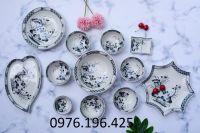 Bộ bát đĩa hoa sen gốm sứ Bát Tràng