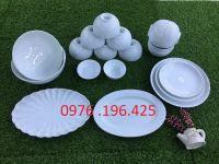 Bộ bát đĩa sứ trắng