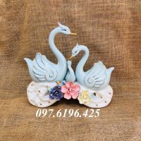 Bộ gia đình thiên nga bằng gốm sứ
