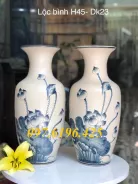 Lọ lộc bình men rạn vẽ sen cao 45cm