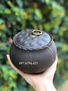 Lọ đựng trà miệng lượn  bằng gốm