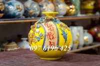 Bình hút tài lộc  cuốn thư phát tài phát lộc cao 30cm  màu vàng
