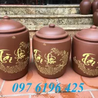 Hũ gạo tài lộc gốm sành Bát Tràng 10kg
