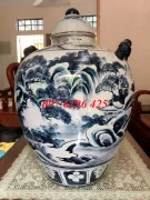Vò rượu men trắng vẽ sơn thủy