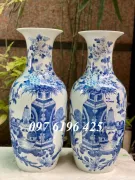 Lọ lộc bình men lam cổ vẽ cổ đồ cao 52 cm