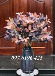 Lọ hoa sứ dáng trụ khía cổ ngắn men hỏa biến