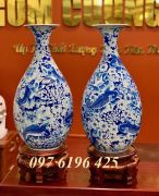 Lọ tỳ bà men lam vẽ cửu ngư cao 50cm