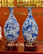 Lọ tỳ bà men lam vẽ cửu ngư cao 50cm