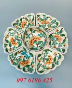 Bộ bát đĩa hoa mặt trời vẽ hoa dây màu