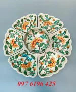 Bộ bát đĩa hoa mặt trời vẽ hoa dây màu
