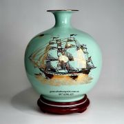 Bình hút tài lộc thuận buồm xuôi gió men ngọc cao 28cm