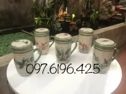 Cốc sứ lọc trà men màu vẽ tay gốm sứ Bát Tràng