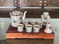 Bộ ấm tích men rạn hoa cúc dây kèm phụ kiện