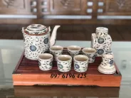 Bộ ấm tích men rạn hoa cúc dây kèm phụ kiện