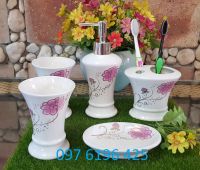 Bộ phụ kiện nhà tắm trắng hoa dây  tím
