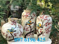 Lọ hoa vẽ chim đào gốm sứ Bát Tràng