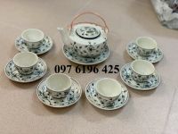 Bộ ấm trà  hoa dây quai đồng gốm Bát Tràng