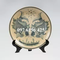 Đĩa sứ men rạn đường kính 30cm vẽ lý ngư