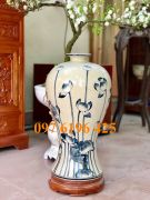 Lọ mai bình men rạn vẽ sen cao 48cm