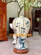 Lọ mai bình men rạn vẽ sen cao 48cm