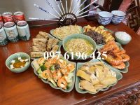 Bộ bát đĩa hoa mặt trời màu xanh ngọc men hỏa biến