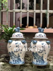 Chóe sứ men rạn vẽ hoa sen dung tích 40L