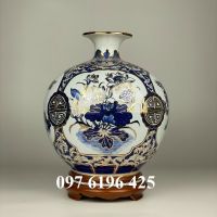 Bình hút tài lộc vẽ tứ cảnh vàng kim cao 30cm