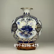 Bình hút tài lộc vẽ tứ cảnh vàng kim cao 30cm