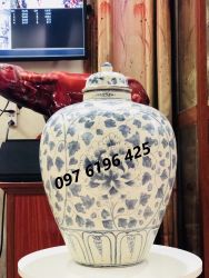 Vò ngâm rượu men rạn hoa dây gốm sứ Bát Tràng
