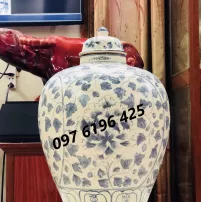 Vò ngâm rượu men rạn hoa dây gốm sứ Bát Tràng
