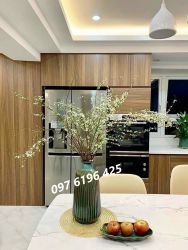 Lọ hoa Bát Tràng dáng trụ khía  (lá dừa) men hỏa biến