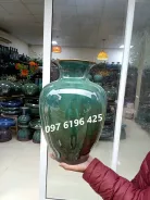 Lọ hoa Bát Tràng men hỏa biến cao 40cm màu xanh