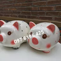 Heo sứ tiết kiệm chấm bi gốm sứ Bát Tràng