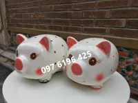 Heo sứ tiết kiệm chấm bi gốm sứ Bát Tràng