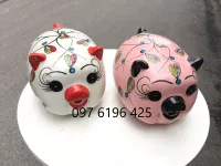 Heo sứ tiết kiệm vẽ hoa dây gốm sứ Bát Tràng