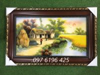 Tranh sứ cảnh đồng quê gốm sứ Bát Tràng kích thước 95cm x60cm