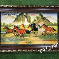 Tranh sứ Bát Tràng mã đáo thành công kích thước 95cm x60cm