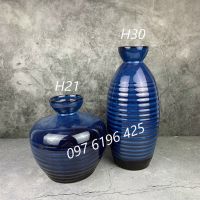 Bộ đôi lọ hoa bằng gốm sứ dáng sa kê men hỏa biến