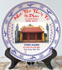 Đĩa lưu niệm bằng sứ đường kính 22cm