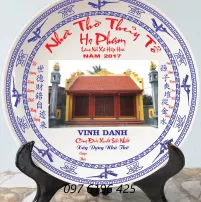 Đĩa lưu niệm bằng sứ đường kính 22cm