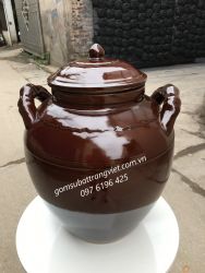 Chum sành ngâm rượu tráng men nâu dung tích 20 lít