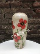 Lọ hoa trang trí dáng bom cao 30cm vẽ hoa anh túc