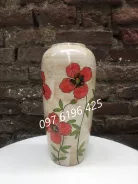 Lọ hoa trang trí dáng bom cao 30cm vẽ hoa anh túc