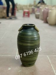 Lọ hoa Bát Tràng dáng chum gốm mộc  hàng vuốt cao 31cm