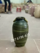 Lọ hoa Bát Tràng dáng chum gốm mộc  hàng vuốt cao 31cm