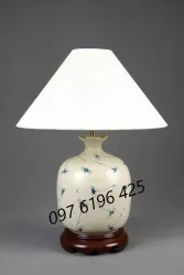 Đèn ngủ để bàn bằng gốm men rạn cổ vẽ chuồn chuồn
