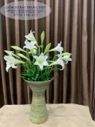 Lọ hoa bằng gốm mộc dáng ly miệng loe  cao 27cm