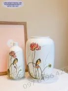 Lọ hoa để bàn gốm sứ Bát Tràng men trắng