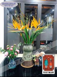 Lọ hoa  gốm sứ Bát Tràng  gốm mộc hàng vuốt có tai