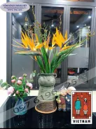 Lọ hoa  gốm sứ Bát Tràng  gốm mộc hàng vuốt có tai